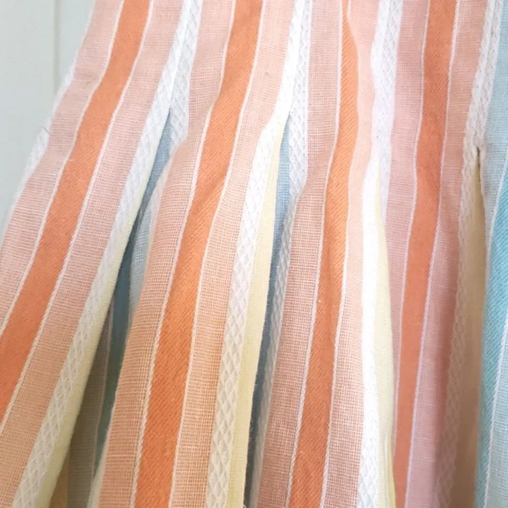 Anthropologie Odille Pastel Stripe Drop Waist Pleated Cotton A-Line Skirt 0 - Picture 4 of 9